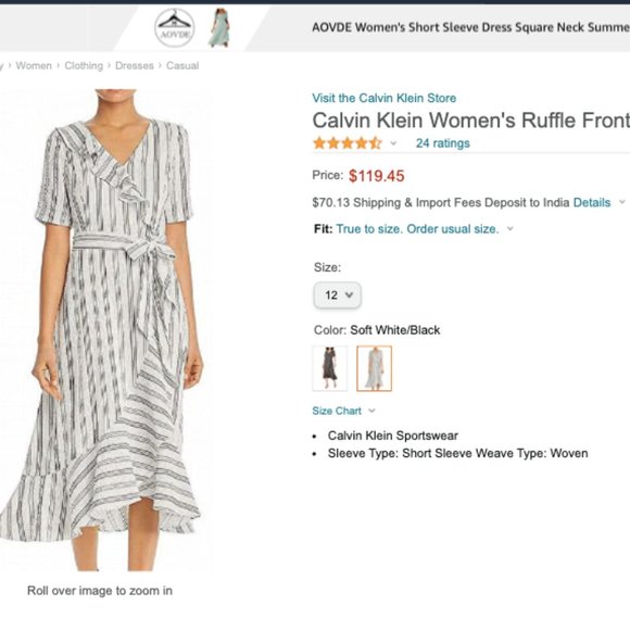 Authentic Calvin Klein Women's Ruffle Front Wrap Dress - Picture 11 of 12